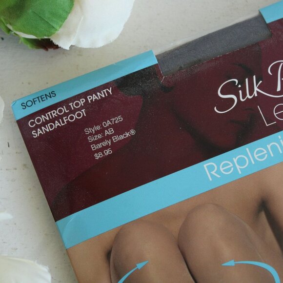 Vintage 1990s 2000s Pantyhose, New NOS, Hanes Barely Black, Size A-B, Silk Refle - Picture 4 of 10